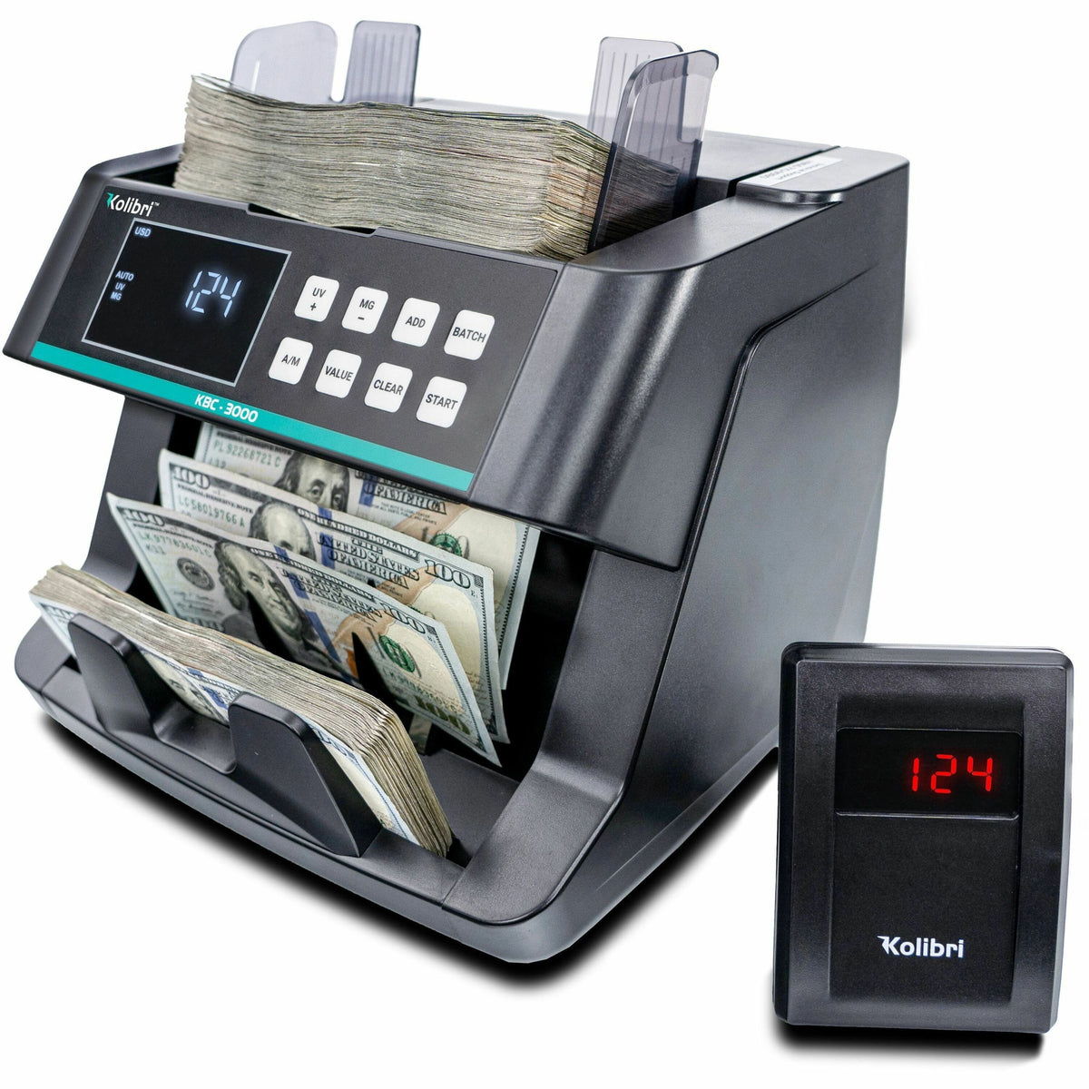 Kolibri Kolibri Top-Loading Bill Counter - Counts @ 200 bills/min - Gray