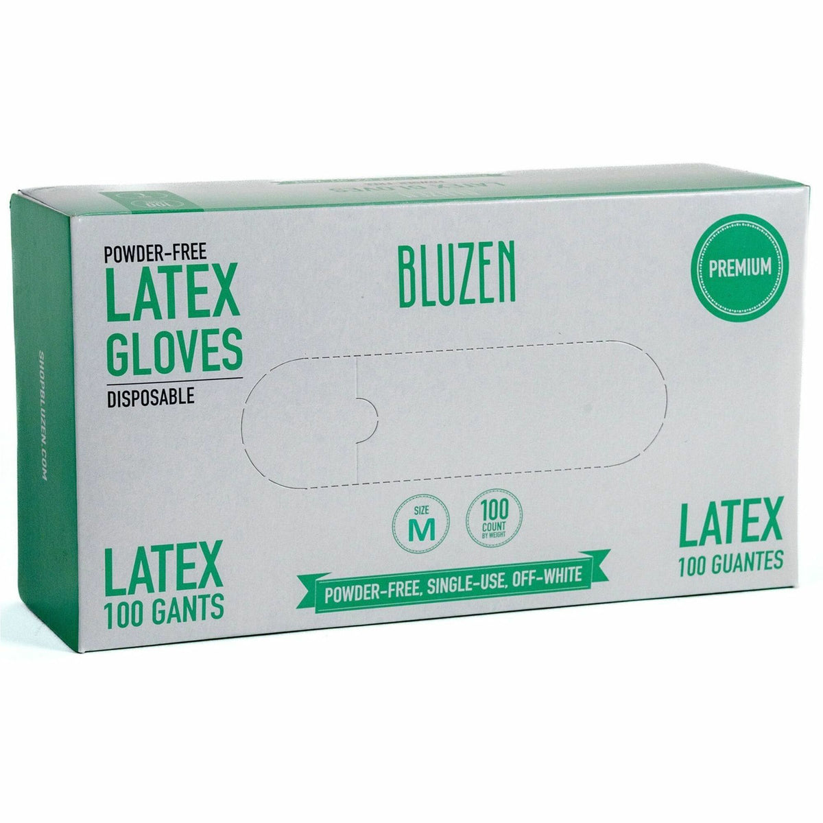 BLUZEN Powder-Free Latex Gloves - 4 mil Thickness - Medium Size - Latex - Off White - Comfortable - For Healthcare, Gene