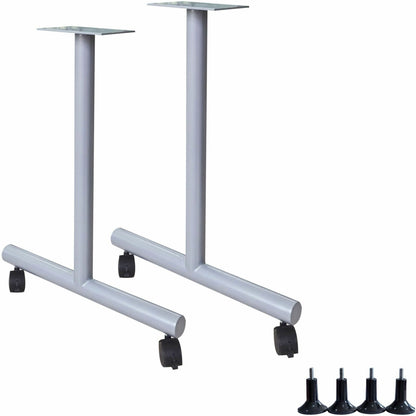 Lorell Invent Training Table Components - Silver T-shaped Base - 2 Legs - 28.50" Height x 5" Width x 22" Depth - Trainin
