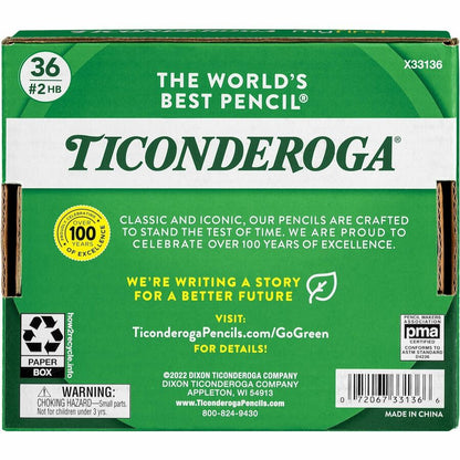 Ticonderoga My First Pencil w/Eraser - Graphite Lead - HB/#2 - Broad Point - Yellow Barrel - 36 / Pack