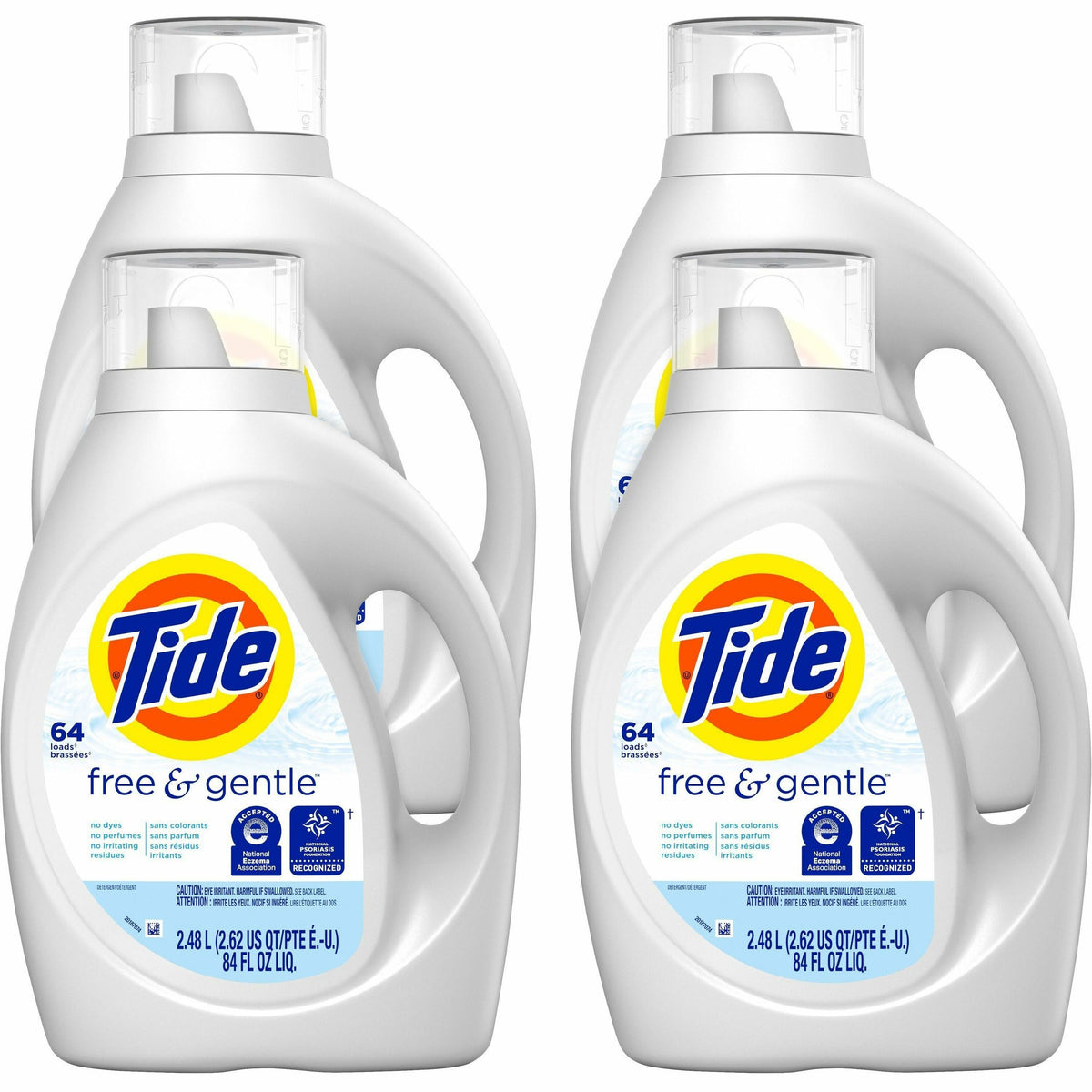 Tide Free & Gentle Detergent - For Laundry, Clothes, Washing Machine - Liquid - 84 fl oz (2.6 quart) - 4 / Carton