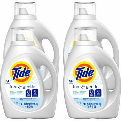 Tide Free & Gentle Detergent - For Laundry, Clothes, Washing Machine - Liquid - 84 fl oz (2.6 quart) - 4 / Carton