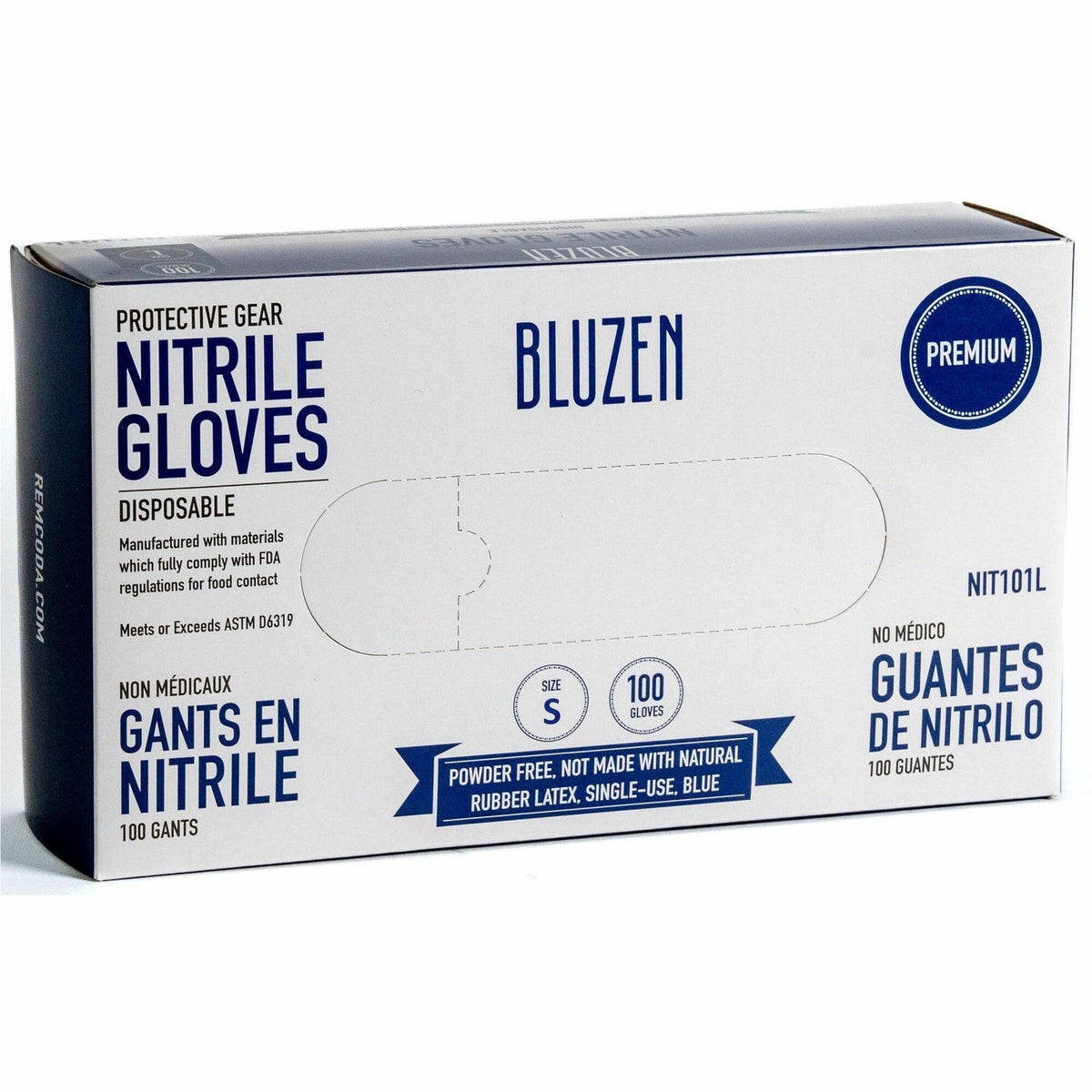 BLUZEN Extra-Strength Nitrile Gloves - 4 mil Thickness - Chemical Protection - Small Size - For Right/Left Hand - Nitril