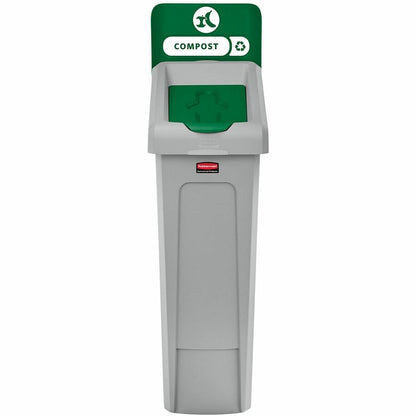 Rubbermaid Commercial Slim Jim Recycling Station 1-Stream Compost, 23 Gal - 23 gal Capacity - For Commercial - Durable, 