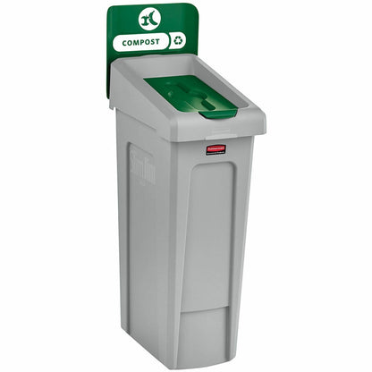 Rubbermaid Commercial Slim Jim Recycling Station 1-Stream Compost, 23 Gal - 23 gal Capacity - For Commercial - Durable, 