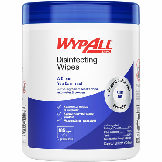 Wypall Disinfecting Wipes - For Commercial, Industry, Healthcare - Wipe - Fresh Scent - Biodegradable - White - 185/Pack