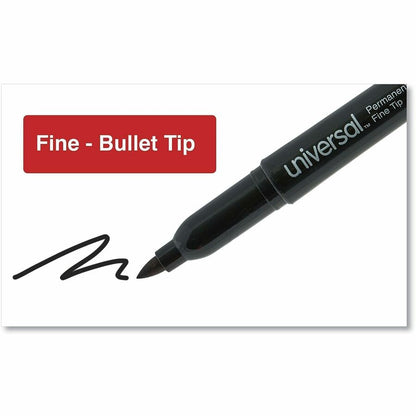 Universal Pen-Style Permanent Marker Value Pack, Fine Bullet Tip, Black, 36/Pack - Black Ink - General Purpose - 36 / Pa