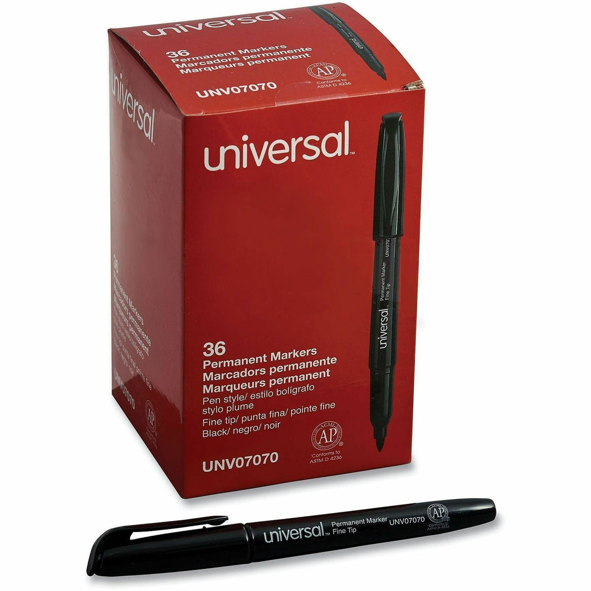 Universal Pen-Style Permanent Marker Value Pack, Fine Bullet Tip, Black, 36/Pack - Black Ink - General Purpose - 36 / Pa