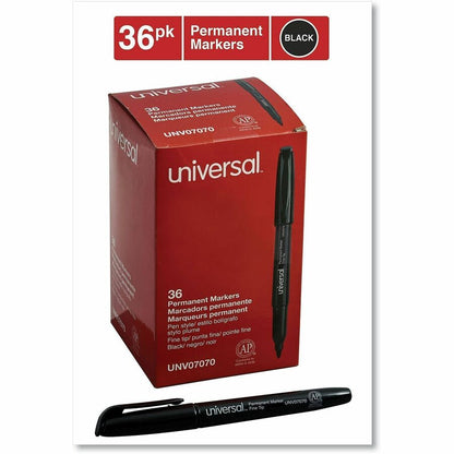 Universal Pen-Style Permanent Marker Value Pack, Fine Bullet Tip, Black, 36/Pack - Black Ink - General Purpose - 36 / Pa
