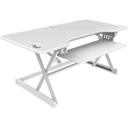 Rocelco Sit/Stand Desk Riser - 45 lb Load Capacity - 20" Height x 45.70" Width x 23.60" Depth - Desk - White - 1 Each
