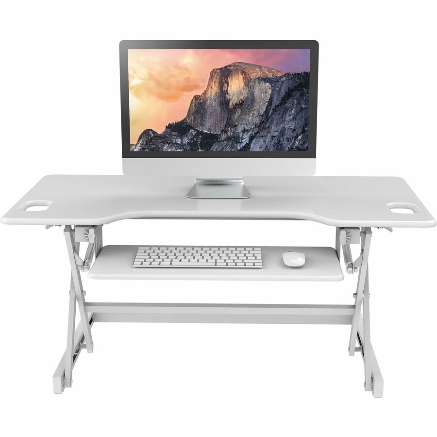 Rocelco Sit/Stand Desk Riser - 45 lb Load Capacity - 20" Height x 45.70" Width x 23.60" Depth - Desk - White - 1 Each