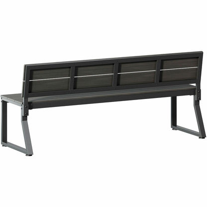 Lorell Faux Wood Outdoor Bench - 31.5" Height x 72" Width x 22.6" Depth - Material: Faux Wood, Polystyrene - Finish: Gra