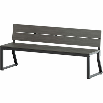 Lorell Faux Wood Outdoor Bench - 31.5" Height x 72" Width x 22.6" Depth - Material: Faux Wood, Polystyrene - Finish: Gra