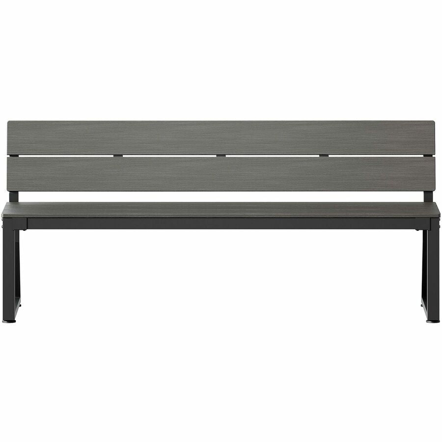 Lorell Faux Wood Outdoor Bench - 31.5" Height x 72" Width x 22.6" Depth - Material: Faux Wood, Polystyrene - Finish: Gra