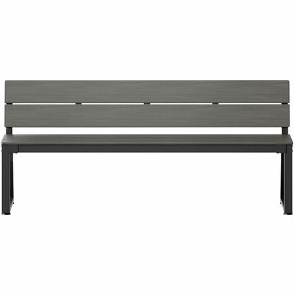 Lorell Faux Wood Outdoor Bench - 31.5" Height x 72" Width x 22.6" Depth - Material: Faux Wood, Polystyrene - Finish: Gra