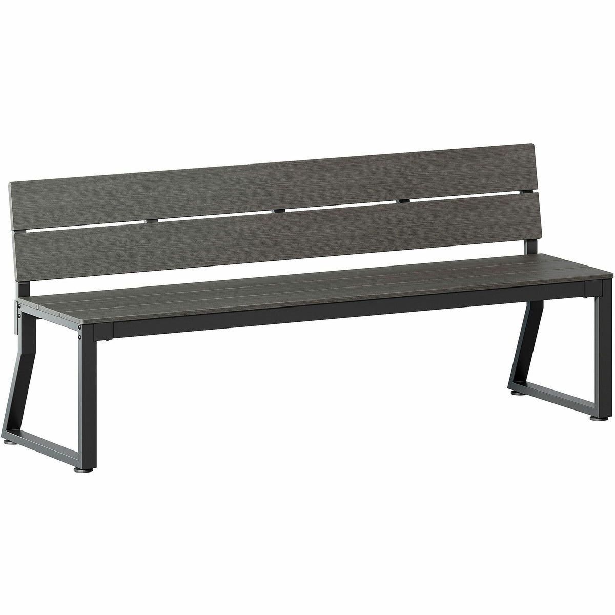 Lorell Faux Wood Outdoor Bench - 31.5" Height x 72" Width x 22.6" Depth - Material: Faux Wood, Polystyrene - Finish: Gra