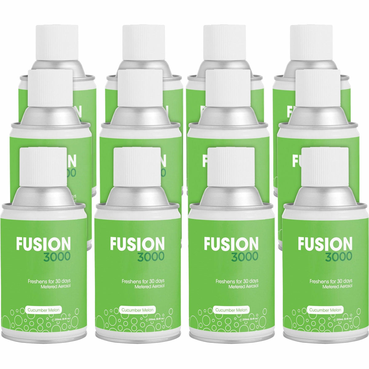 Fresh Products Fusion 3000 Metered Aerosols - 6000 ft³ - Cucumber Melon - 30 Day - Odor Neutralizer, VOC Compliant - 12 