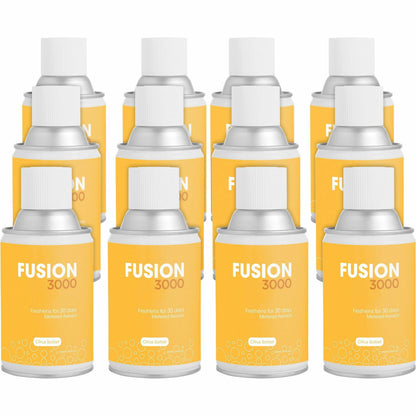 Fresh Products Fusion 3000 Metered Aerosols - 6000 ft³ - Citrus Sorbet - 30 Day - Odor Neutralizer, VOC Compliant - 12 /
