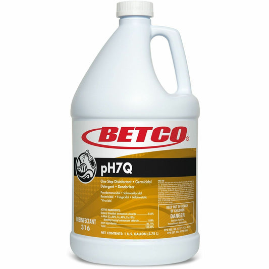 Betco pH7Q Neutral Disinfectant - For Multipurpose, Multi Surface - Liquid - 128 fl oz (4 quart) - 7 to 8 pH - Pleasant 