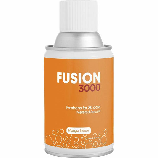 Fresh Products Fusion 3000 Metered Aerosols - 6000 ft³ - Mango - 30 Day - Odor Neutralizer, VOC Compliant - 12 / Carton