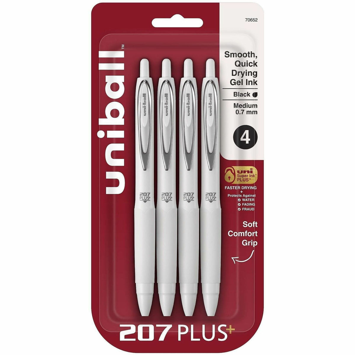 uniball™ 207 Plus Retractable Gel Pens - 0.7 mm Medium Pen Point - Retractable - Black Ink - Gel-based, Nanofiber Ink - 