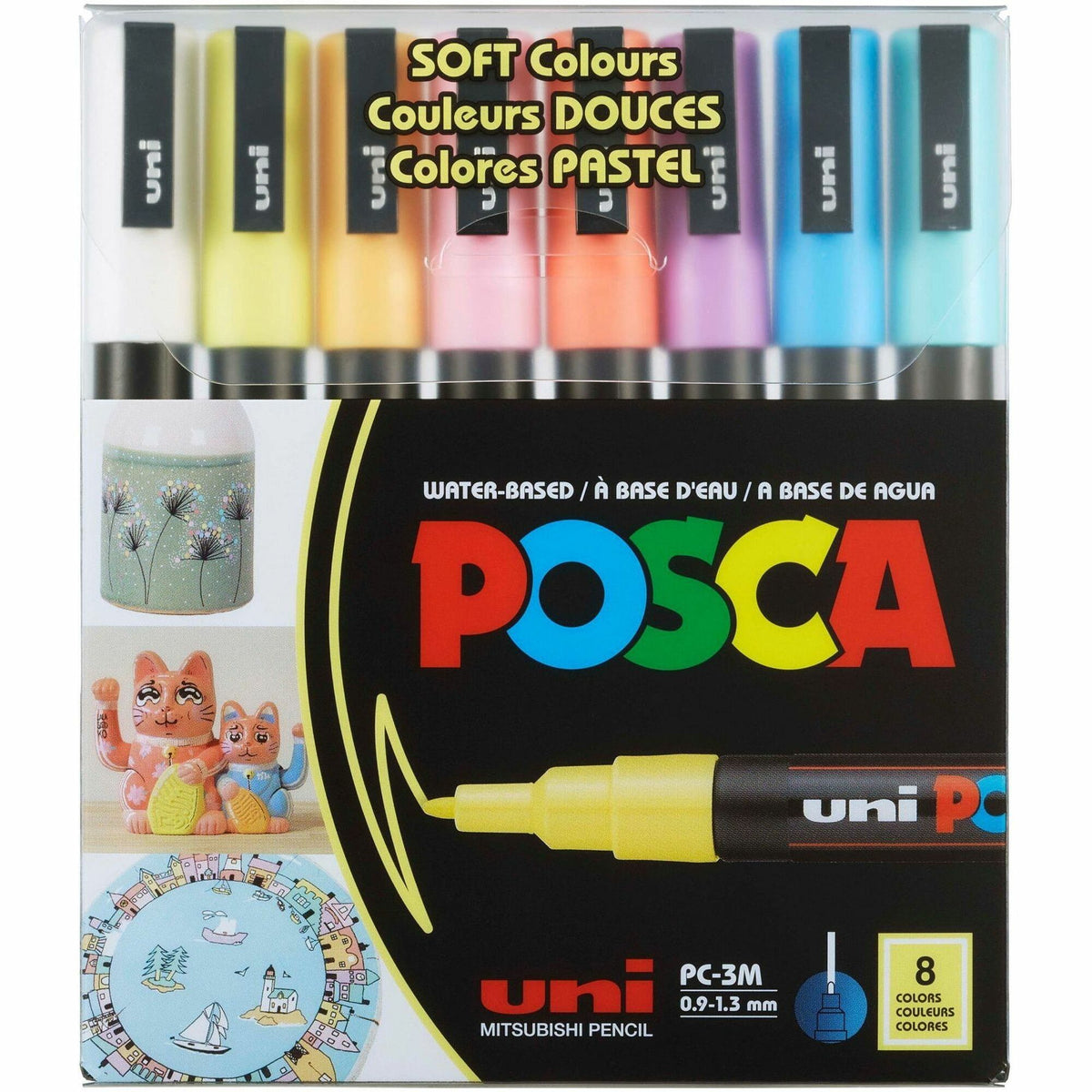uniball™ POSCA Paint Marker - Erasable - Washable - White, Yellow, Apricot, Pink, Lavender, Blue, Green Ink - Water Base