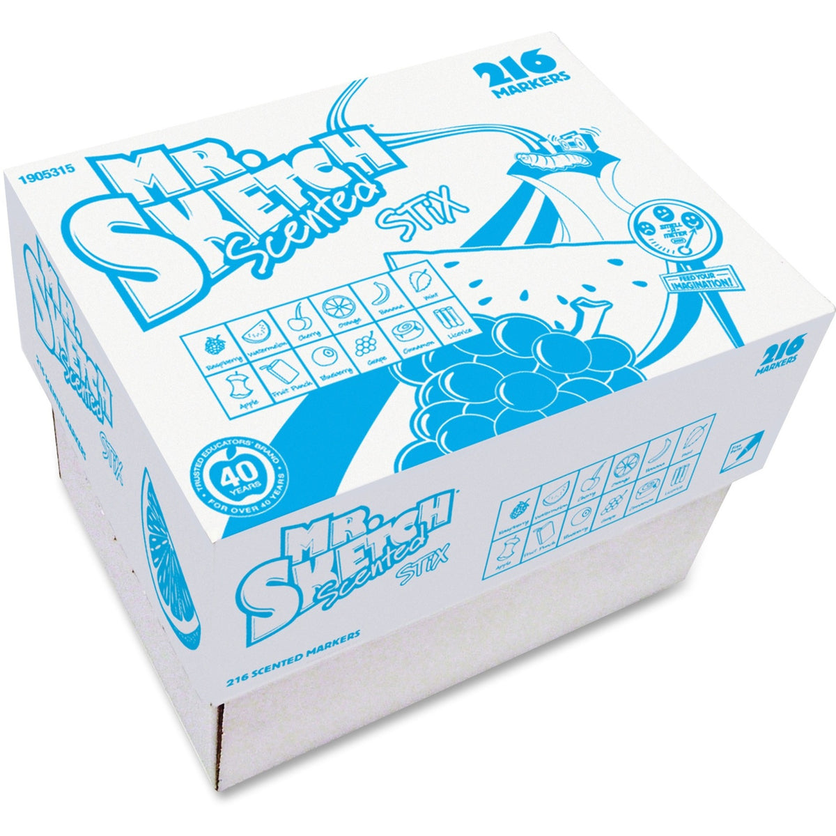 Mr. Sketch Stix Classpack Scented Markers - Black, Blue, Green, Orange, Red, Yellow, Dark Green, Brown, Magenta, Purple,