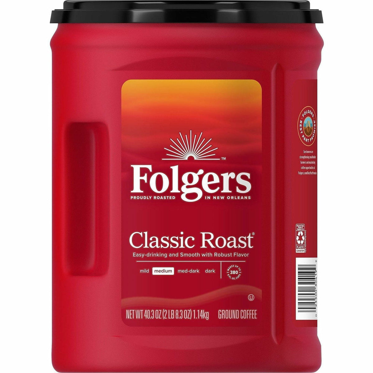 Folgers® Ground Classic Roast Coffee - Medium - 40.3 oz Per Canister - Ground - Mountain Grown, Classic Roast - Kosher -
