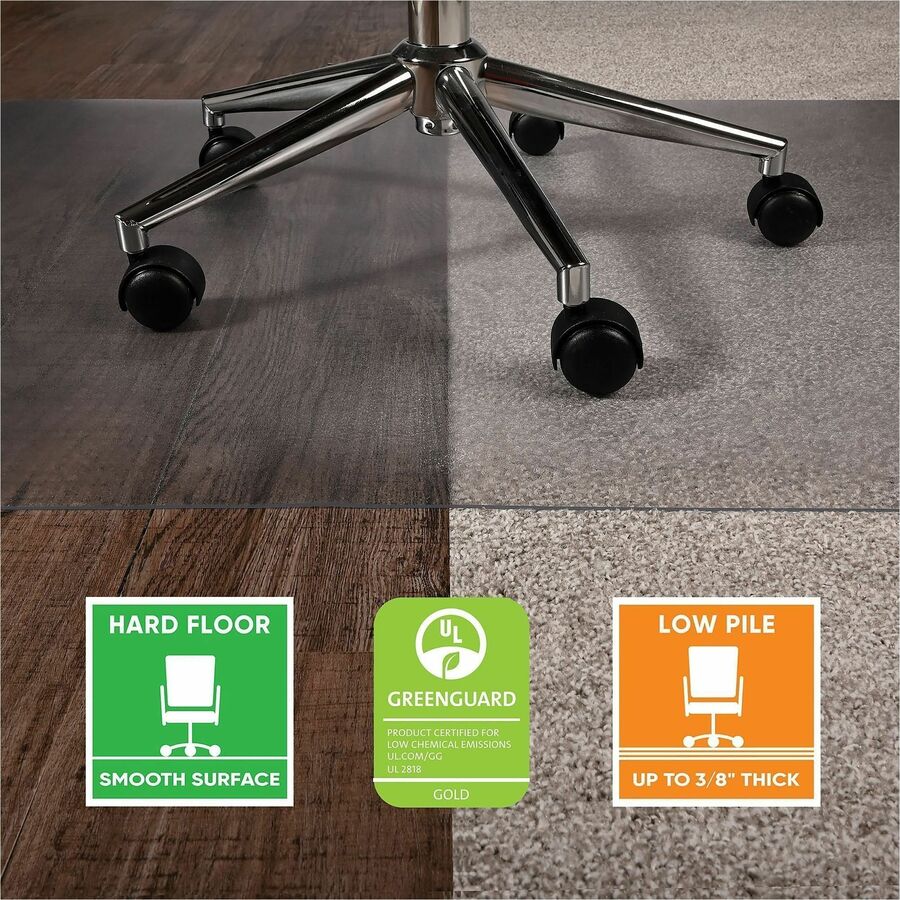 Deflecto SuperGrip Chairmat - Hard Floor, Carpet, Chair - 60" Length x 46" Width - Lip Size 25" Length x 12" Width - Vin