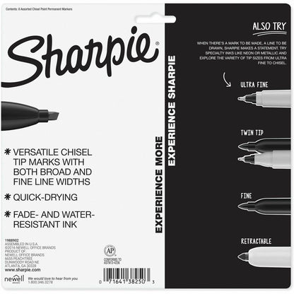 Sharpie Chisel Tip Permanent Markers - Assorted Ink - Alcohol Based - 8 / Pack