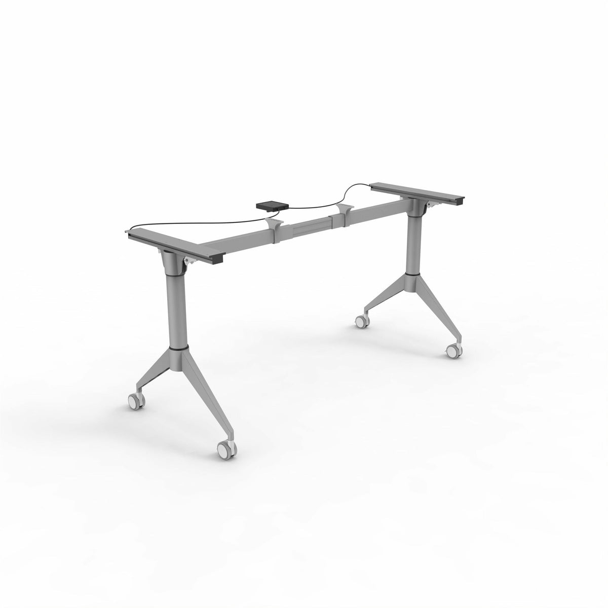 Lorell Spry Nesting Training Table Base - Black Top - Silver Folding Base - 2 Legs - 29.50" Height - Training - Assembly