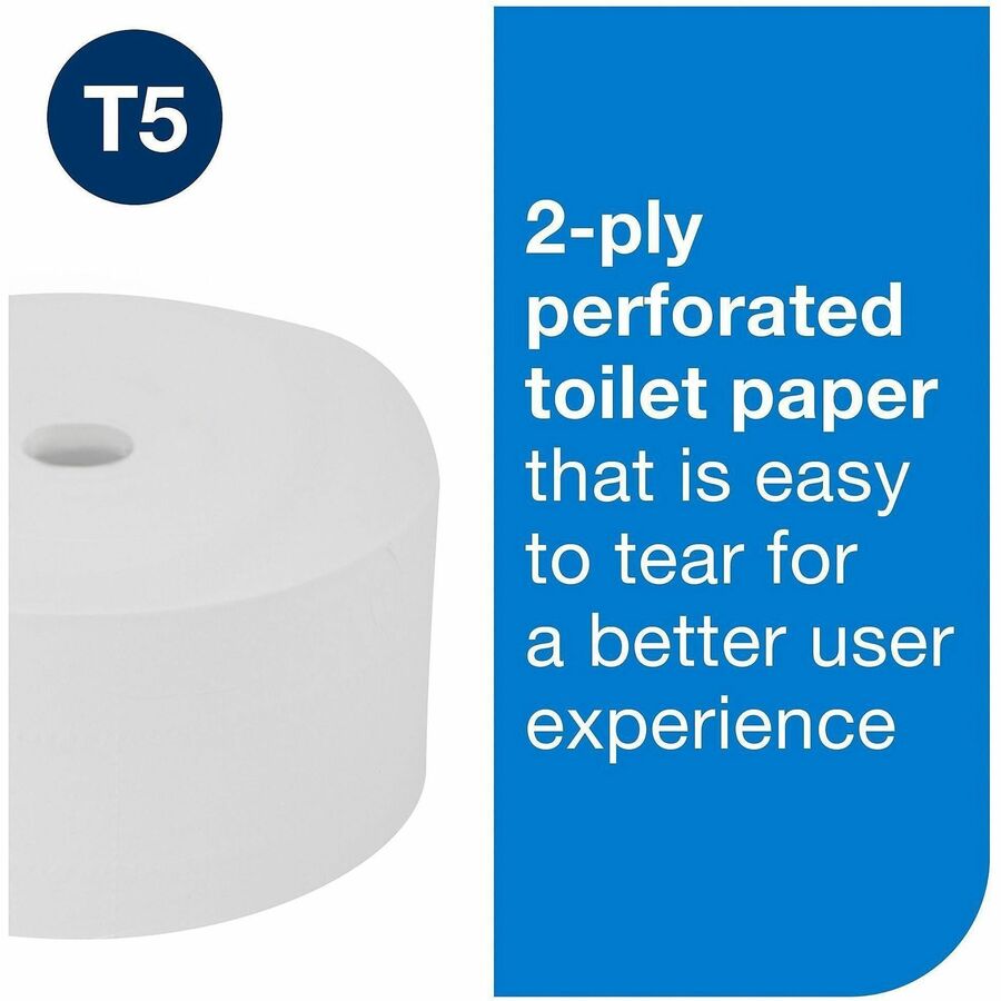 TORK OptiServe High Capacity Coreless Toilet Paper White T5 - 2 Ply - 3.70" Width x 500 ft Length - White - 1500 Sheets 