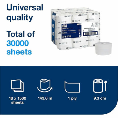 TORK OptiServe High Capacity Coreless Toilet Paper White T5 - 2 Ply - 3.70" Width x 500 ft Length - White - 1500 Sheets 