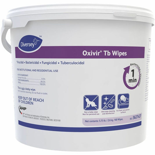 Diversey Care Oxivir Tb Disinfectant Cleaner Wipes - For Hard Surface, Nonporous Surface, Residential, Institutional - R