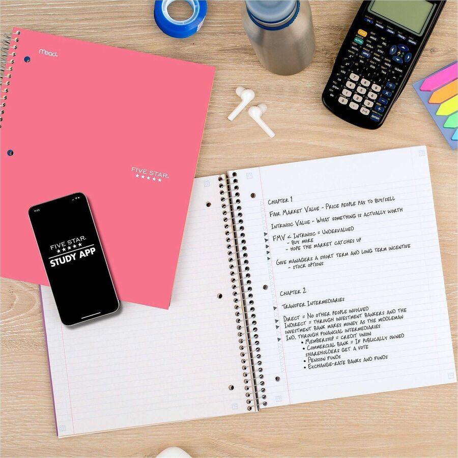 Five Star Subject Spiral Notebook - 1 Subject(s) - 100 Pages - Printed - Twin Wirebound - Letter - 8 1/2" x 11" Sheet Si