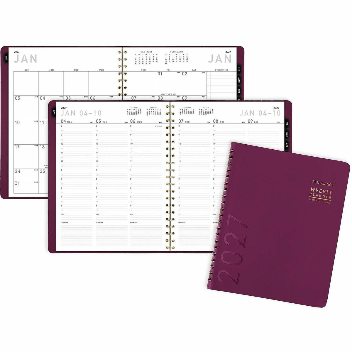 At-A-Glance Contemporary Weekly/Monthly Planner - Weekly, Monthly - 12 Month - January 2027 to December 2027 - 8:00 AM t