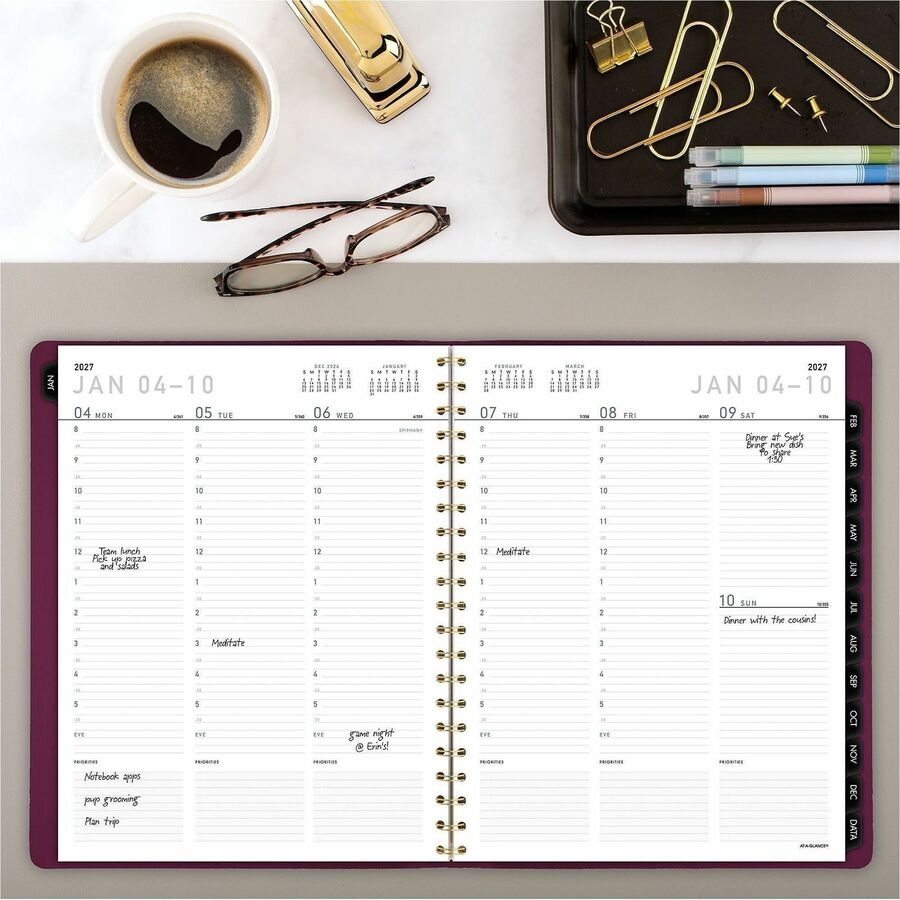 At-A-Glance Contemporary Weekly/Monthly Planner - Weekly, Monthly - 12 Month - January 2027 to December 2027 - 8:00 AM t