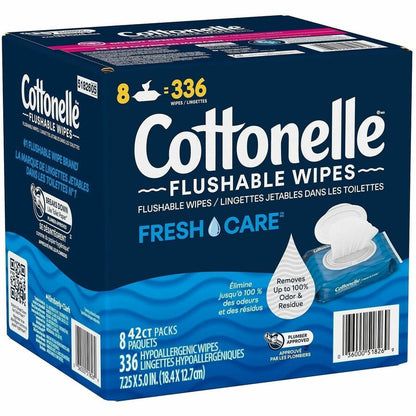 Cottonelle FreshCare Flush Wipes - CleaningRipples Texture - White - Fiber - 8 / Box