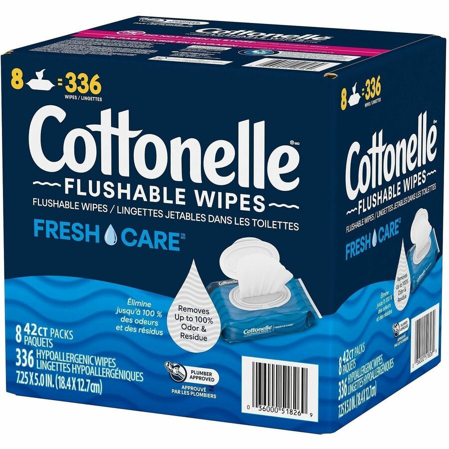 Cottonelle FreshCare Flush Wipes - CleaningRipples Texture - White - Fiber - 8 / Box