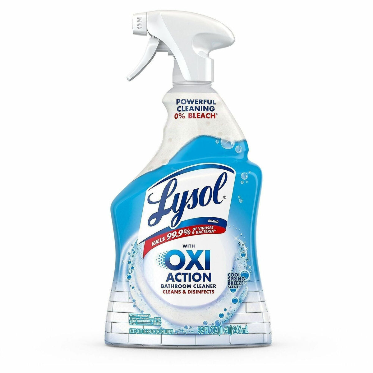 Lysol Hydrogen Peroxide Bathroom Cleaner - For Multi Surface - 32 fl oz (1 quart) - Atlantic Fresh Scent - Residue-free,