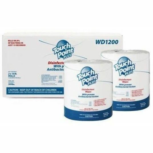 Touch Point® Plus Disinfectant Wipes - For Multi Surface, Multipurpose - Wipe - 8" Length x 6" Width - 2 / Carton