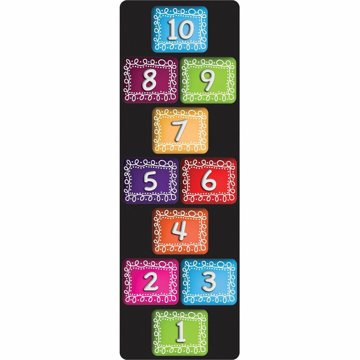 Ashley Smart Poly Original Fun Mat - Floor, Classroom - 47" Length x 15.50" Width - Numbered 1 to 10 - Multicolor - 1 Ea