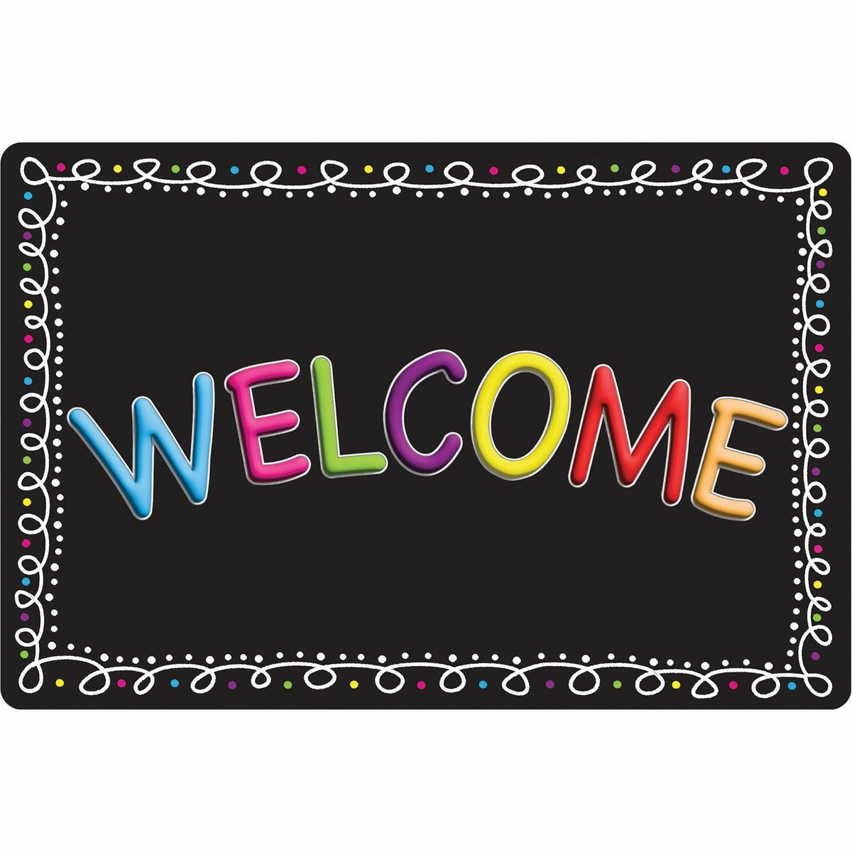 Ashley Smart Poly Original Fun Welcome Mat - Classroom, Student, Floor - 15.50" Length x 23.50" Width - Welcome, Chalk L