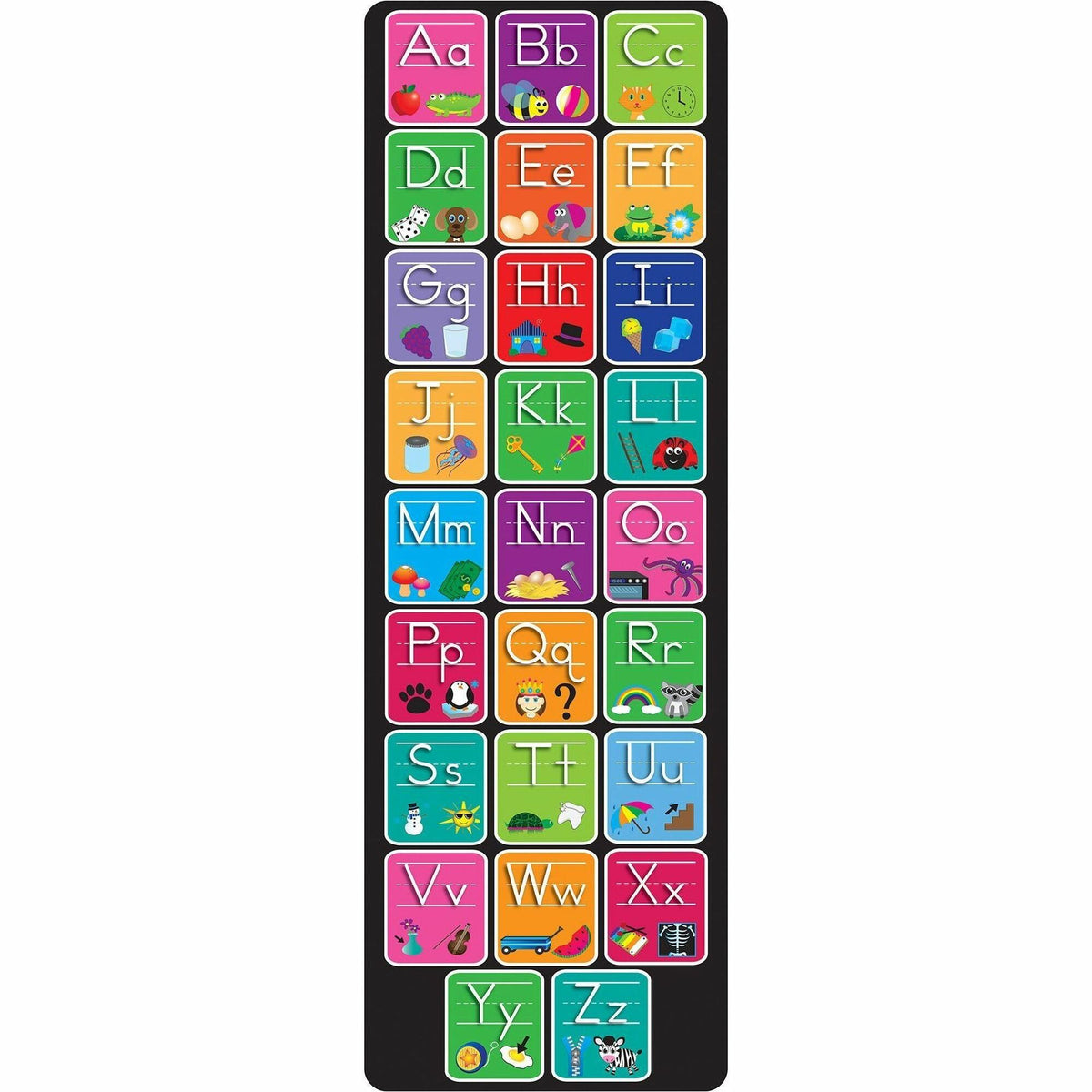 Ashley Smart Poly Original Fun Mat - Floor, Classroom - 47" Length x 15.50" Width - Alphabet, Matching Pictures - Multic