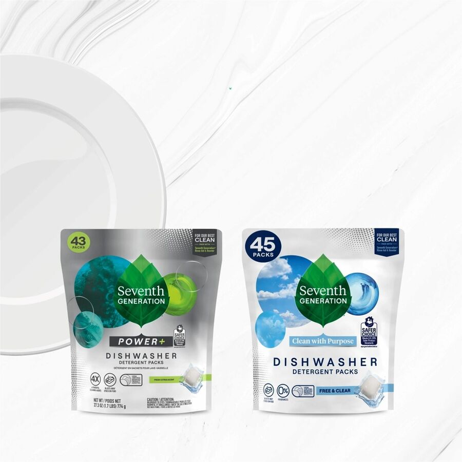 Seventh Generation Natural Dishwasher Detergent - For Dish - Free & Clear Scent - 20 / Pack