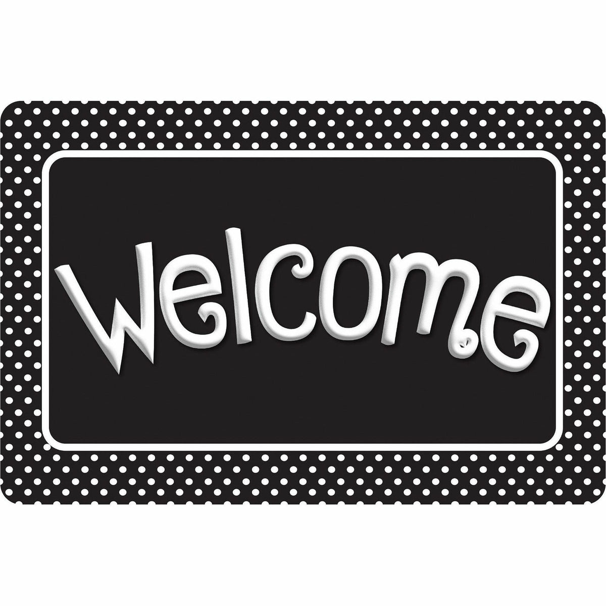 Ashley Smart Poly Original Fun Welcome Mat - Classroom, Student, Floor - 15.50" Length x 23.50" Width - Welcome, BK/WE P