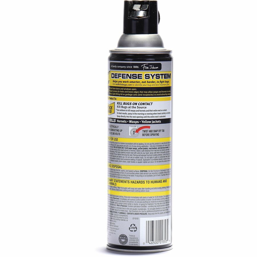 Raid Wasp and Hornet Killer 33 - Spray - Kills Wasp, Hornet, Mud Dauber, Yellow Jacket - 14 fl oz - White - 1 Each