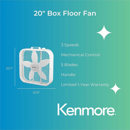 Kenmore Box Floor Fan - 3 Speed - White - 1 Each