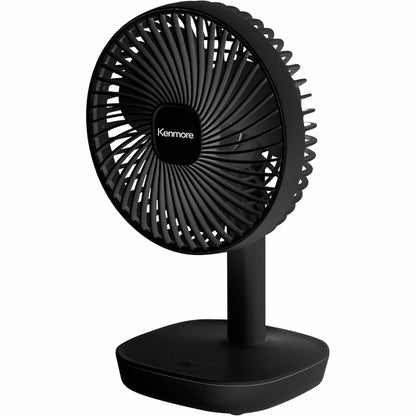 Kenmore 6" Rechargeable Fan - 4 Speed - Rechargeable, Lightweight, Quiet Operation - Black - 1 Each