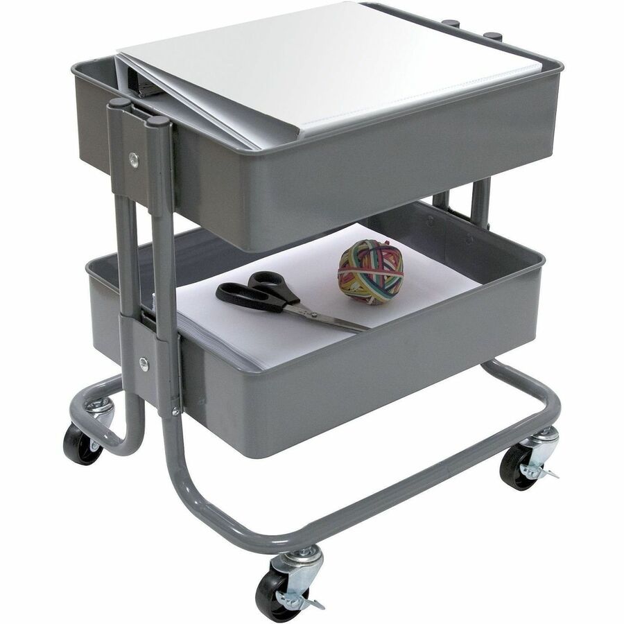 Vertiflex Multi-Use Storage Cart & Workstation - 4 Casters - Metal - 15.25" Width x 11.25" Depth x 39" Height - Gray - 1